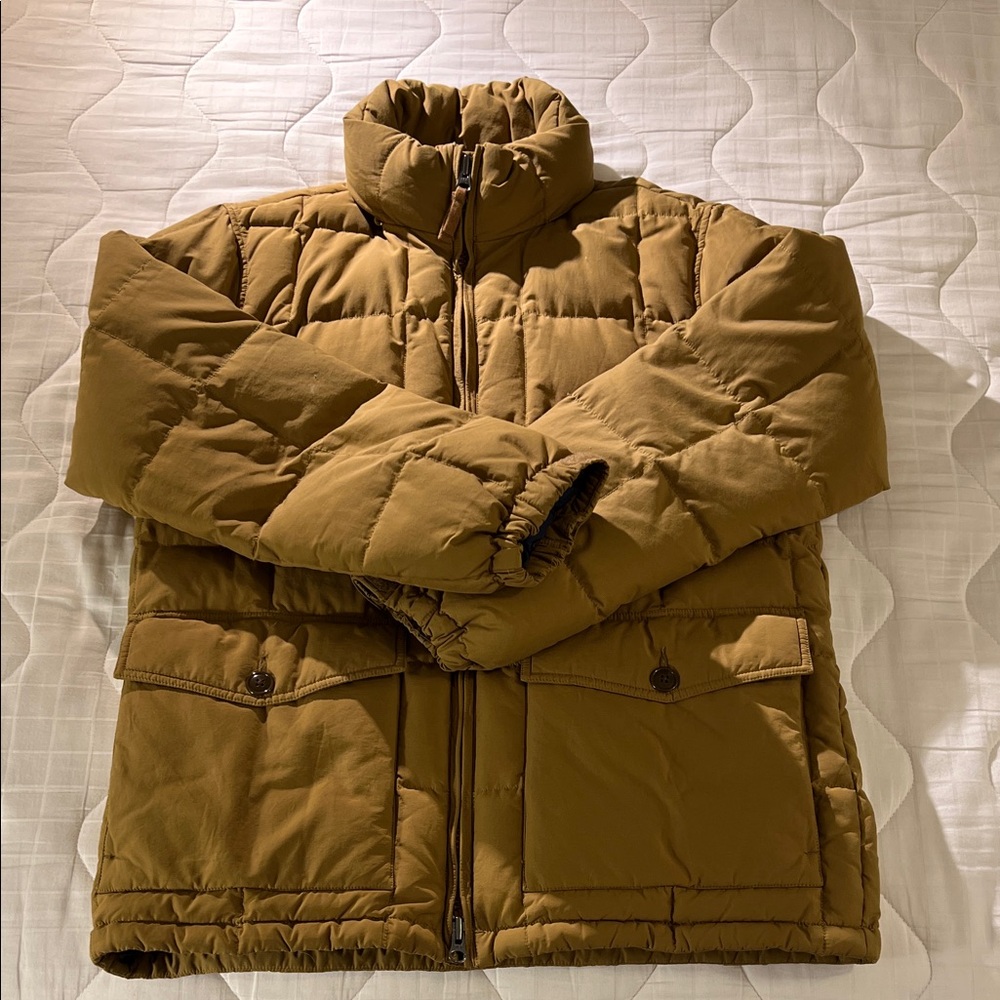 J. Crew Men's Quilted Puffer Jacket — Tan Caramel — Medium